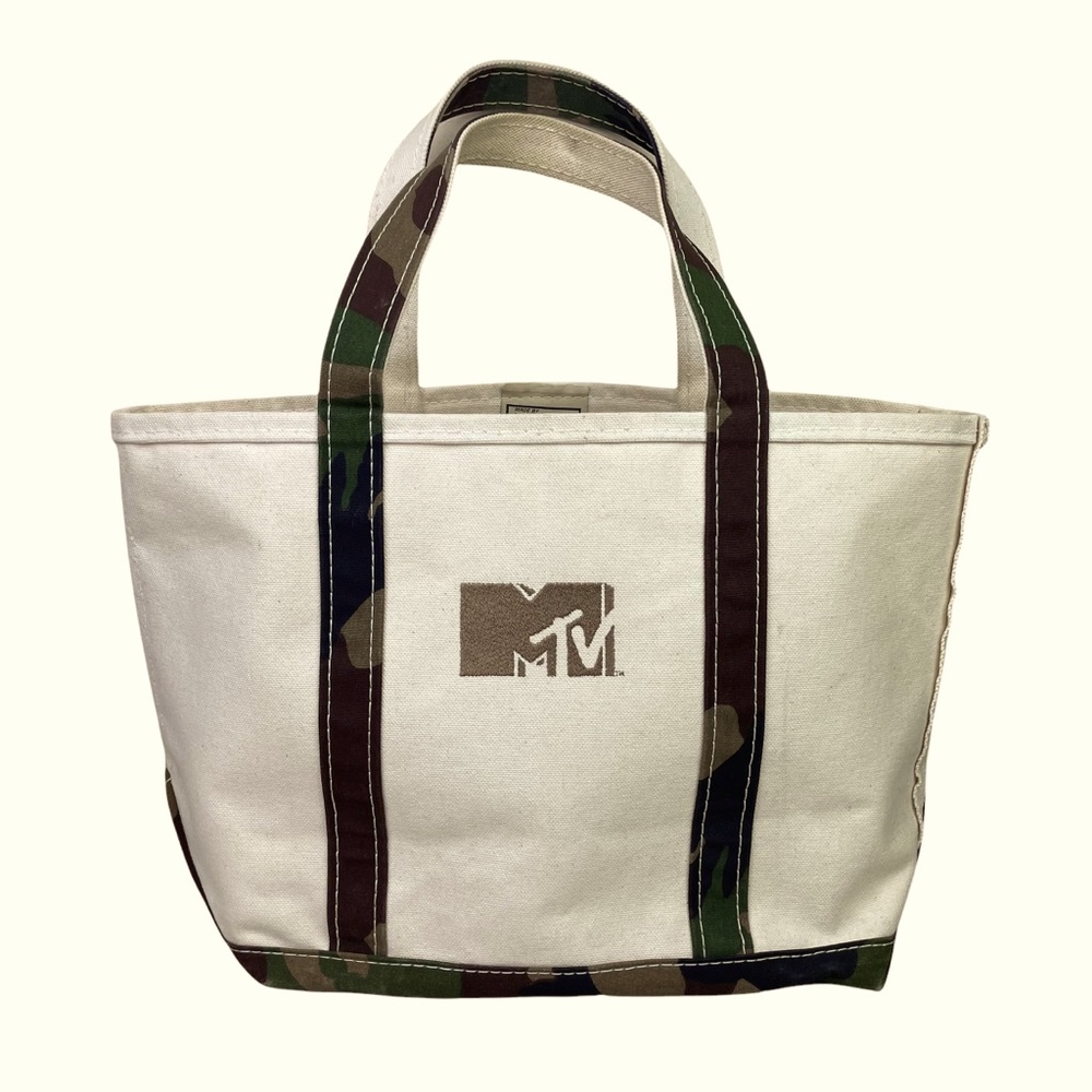 L.L. Bean MTV Rare Collectible Unisex Tote Bag Beige Neutral Camo Camouflage